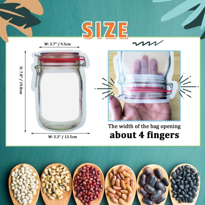 laffeya Candy Snack Bag, 20 Red 500ML Reusable Mason Jar Bags - Ideal for Tea and cookies Storage - Image 4